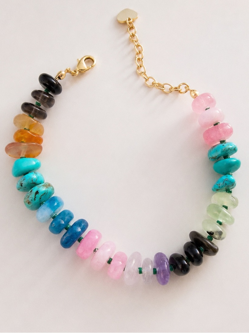 Natural Stone Multicolor Beaded Bracelet - Pink, Turquoise, Blue, Green